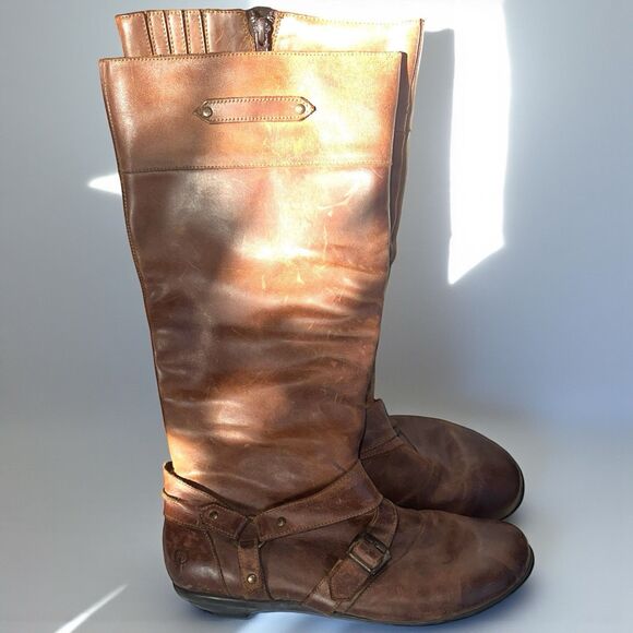 Born Brown Leather Riding Boots Women’s 8 Harness Buckle Equestrian Western - Picture 1 of 14